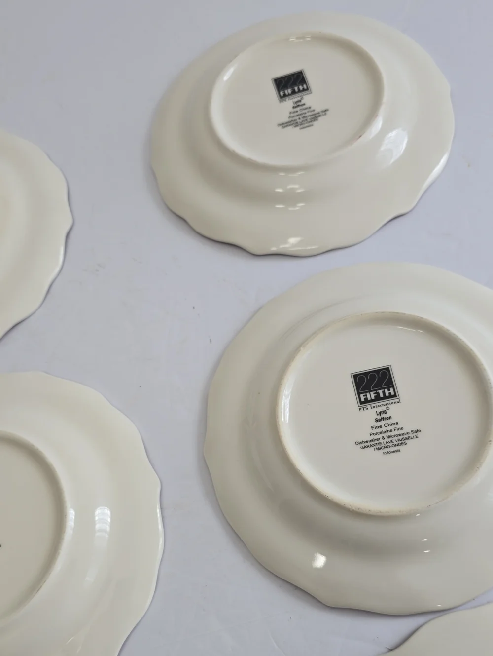 222 Fifth Set Of 6 Lyria Saffron Porcelain China Saucers
